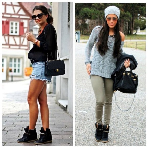 Zara Black Wedge Studded Sneaker - Picture 4 of 11